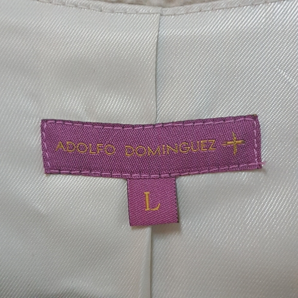 🔥$200+ OFF!🔥L CREAM COLOR ANGORA WOOL ADOLFO DOMINQUEZ DRESSY CLASSY JACKET - Picture 4 of 7